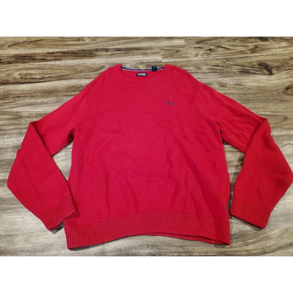 Chaps Men's XXL 2XL 100% Cotton Red Sweater Pullover